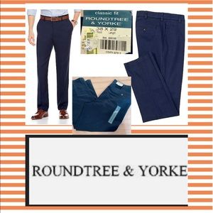 38 X 29 100% COTTON ROUNDTREE & YORKE PLEATED FRONT PANTS NEW W TAGS